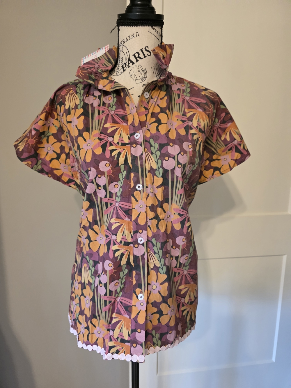 Floral Fall Blouse in Purple and Orange-NWT By J Marie